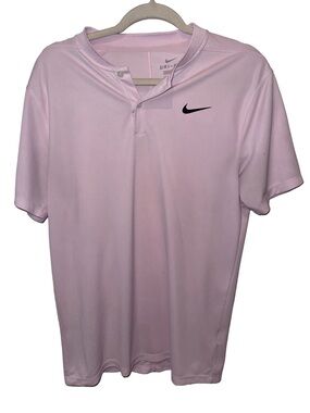 Nike Men’s Light Pink Short Sleeve Polo with Black Swoosh
